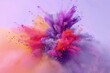 abstract background with colorful powder burst on purple background 