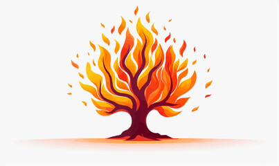 tree on fire vector flat minimalistic isolated illustration