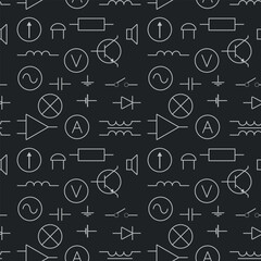 Vector illustration seamless pattern with electric elements