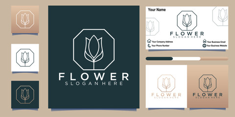 Wall Mural -  flower logo design. beauty salons, decorations, boutiques, spas, yoga, cosmetic and skin care products. premium business card