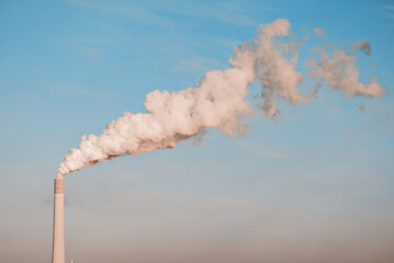 Wall Mural - Air Pollution By Smoke From The Production Factory Plant Chimney. Global Warming Preventive Measures..