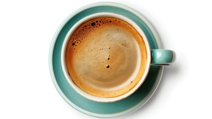 Poster - View from the top of a cup of coffee, isolated on white