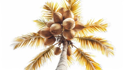 Poster - A palm tree crowned with coconuts isolated on white