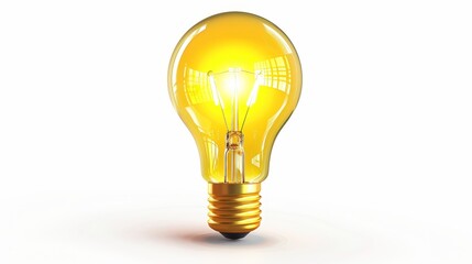 Poster - Turn on tungsten light bulb isolated on white background, glowing yellow light bulb