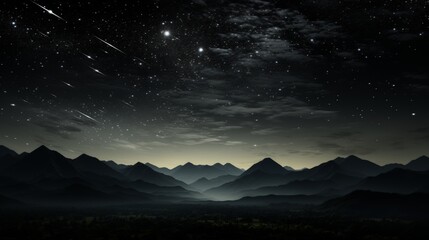 Wall Mural - Night sky with stars on top of mountain.