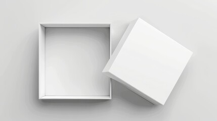 Aufkleber - Top view of a white cardboard box mockup in modern 3D format. Blank realistic mockup template shows an open cardboard box in 3D.