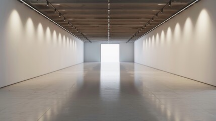 Canvas Print - Interior with empty wall and lights in a gallery