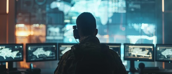 Poster - Managing National Security, Technology, and Army Communications as a Military Surveillance Officer in a Central Office Hub for Cyber Control and Monitoring.