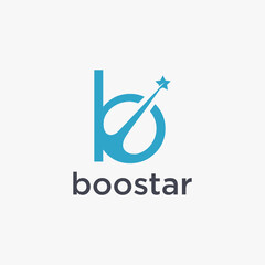 Wall Mural - Letter B for Boost star logo vector icon on white background