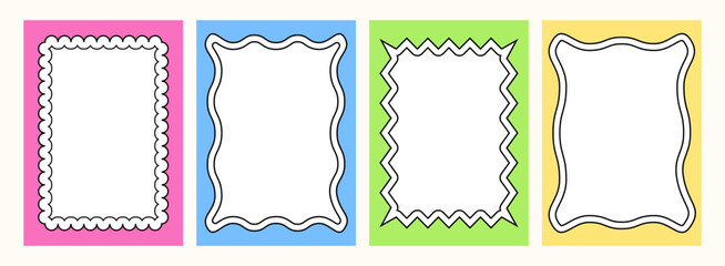 Poster - Group of empty hand drawn frames for text and pictures, collages, arts. Graphic design backgrounds. Vector illustration.	