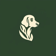Wall Mural - Dog Leaf Logo Design. Creative Eco Dog Logo with Minimalist Style Icon Symbol Vector Illustration.