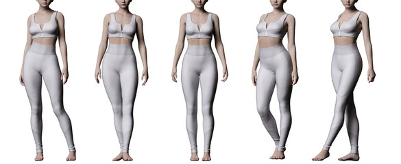 Wall Mural - white zip sport bra and legging on nice figure model