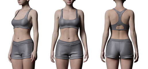 Wall Mural - grey sport bra and shorts on nice figure model