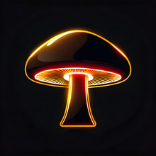 Radiant Gold: Exploring The Neon Mushroom Icon(Generative AI)