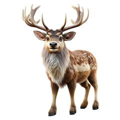 Wall Mural - 3d illustration portrait of adorable cute baby deer isolated on transparent background, generative ai