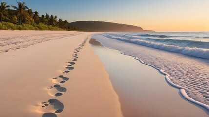 Wall Mural - Footprint on beach sand 