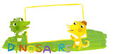 Fototapeta  - cartoon scene with dino dinosaurs or dragons friends playing having fun childhood on white background with space for text illustration for children