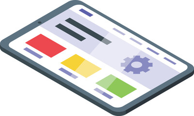 Poster - Tablet new design icon isometric vector. Seo web code. Service marketing