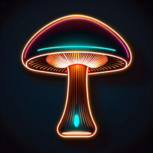 Copper Glow: Unveiling The Neon Mushroom Icon(Generative AI)