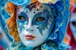 Colorful Traditional Venetian Mask with Intricate Designs at the Venice Carnival, Cultural Masquerade Event