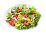 Fototapeta Kuchnia - plate of green salad with fresh vegetables isolated on transparent background