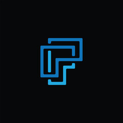 Poster - this is a simple logo in a flat style of a letter p that looks nice in blue color on a black backgro