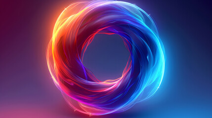 twisted and swirled 2 elements in a circle, artbord, color gradient and blue neon light app icon