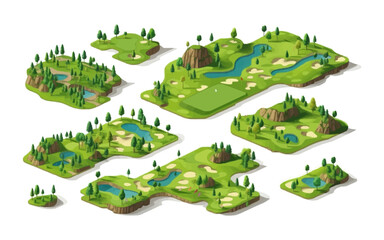 golf course set isometric vector flat isolated illustration