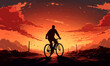 man riding bycicle dramatic cinematic shot action isolated illustration