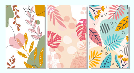 Premium Vector | Abstract design tropical leaves background, Hand drawn abstract floral background
