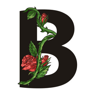Flower letter B colorful sticker