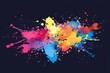 Abstract paint splatter on dark background, colorful creative illustration