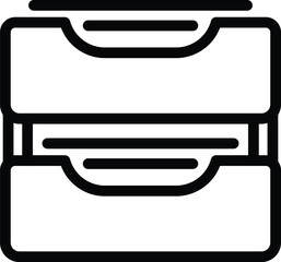 Poster - Plastic multi layer office tray icon outline vector. Documents holder item. Desk work organizer