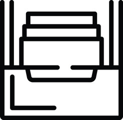 Poster - Desktop office furniture icon outline vector. Document storage box. Workplace organization item
