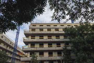 Canvas Print - Construction site of new apartment building in Saska Kepa neighbourhood, Warsaw, Poland