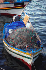 Sticker - Fishing boat in port of Houmt Souk city on Djerba Island, Tunisia