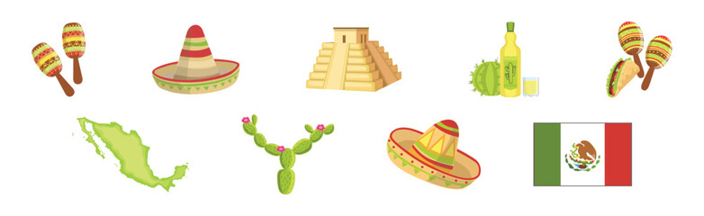 Sticker - Colorful Mexican Object and Authentic Attribute Vector Set