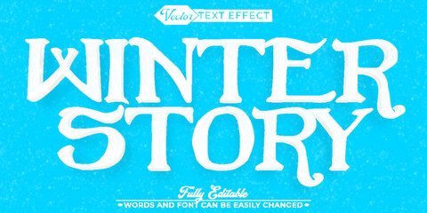 Wall Mural - White Cartoon Winter Story Vector Editable Text Effect Template