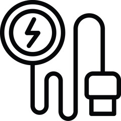 Sticker - Portable phone charger icon outline vector. Energy device adapter. Charging digital cable