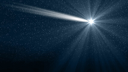 Wall Mural - christmas star of the nativity of bethlehem, nativity of jesus christ with rays of light. background