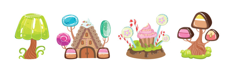Poster - Sweet Candy Wonderland and Forest Object Vector Set