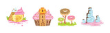 Fototapeta Pokój dzieciecy - Sweet Candy Wonderland and Forest Object Vector Set