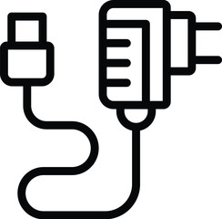 Poster - Phone charger plug icon outline vector. Digital device energy source. Electrical charging connection