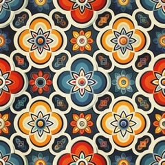 Seamless retro pattern. Trendy backgrounds in 70s style. Nostalgia, abstract floreal ornaments, vintage backgrounds, wallpaper