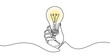 © Natvc - Continuous one line drawing of electric light bulb in hand. Concept of idea emergence. Minimalist illustration.