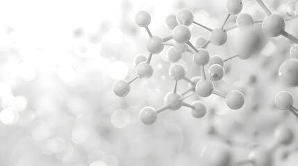 Poster - White molecules on a white blur background. Abstract Clean structure for Science or medical 3d illustration.