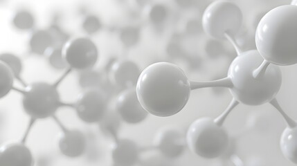 Poster - White molecules on a white blur background. Abstract Clean structure for Science or medical 3d illustration.