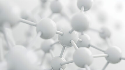 Poster - White molecules on a white blur background. Abstract Clean structure for Science or medical 3d illustration.