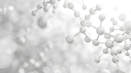 Poster - White molecules on a white blur background. Abstract Clean structure for Science or medical 3d illustration.