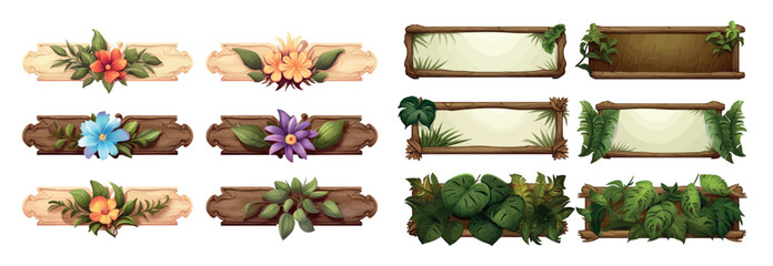 Poster - Exquisite Collection of Nature-Inspired Decorative Frames, Adorned with Vibrant Flowers and Lush Foliage, Ideal for Elegant Design